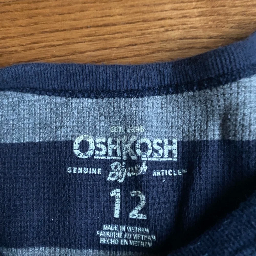 Boy’s size 12 OshKosh B'gosh Navy Blue and Gray Striped Long Sleeve Tee